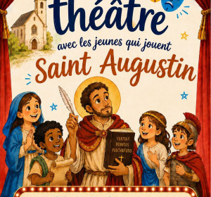 Au théâtre avec les enfants qui jouent Saint Augustin